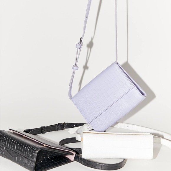 Urban Outfitters Smooth Flap Crossbody Bag Lilac Faux Croc - Picture 5 of 5